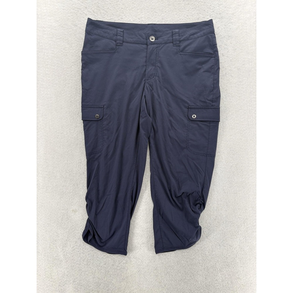 Eddie Bauer Travex Capri Cargo Pant Womens 6 Blue Stretch Ruched Hiking Outdoor